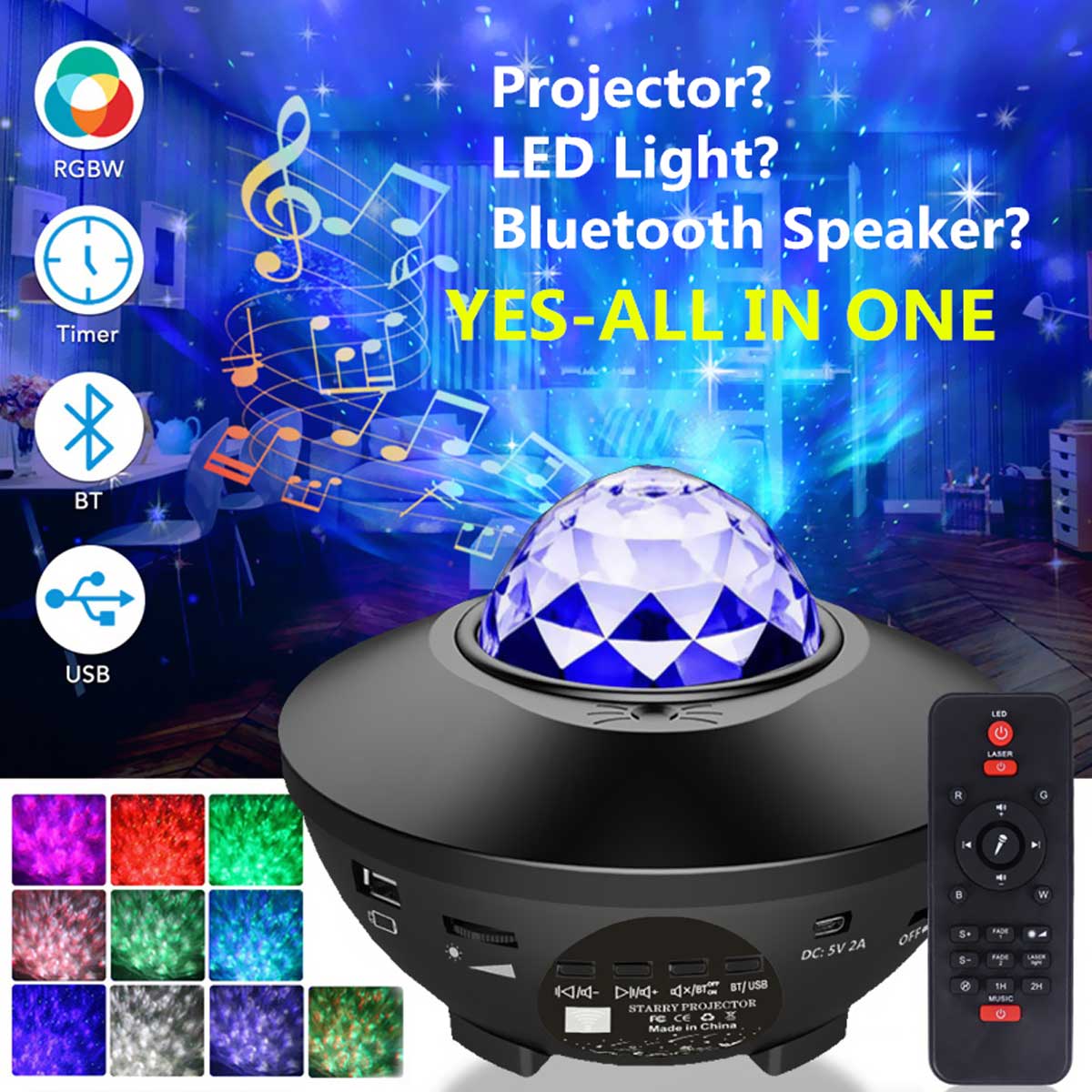 LED Laser Wave Sky Projector
