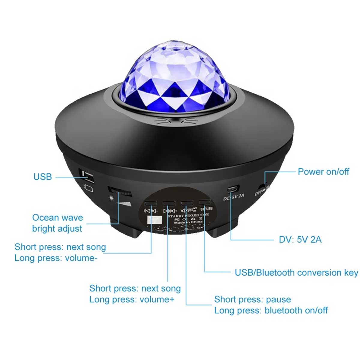 LED Laser Wave Sky Projector
