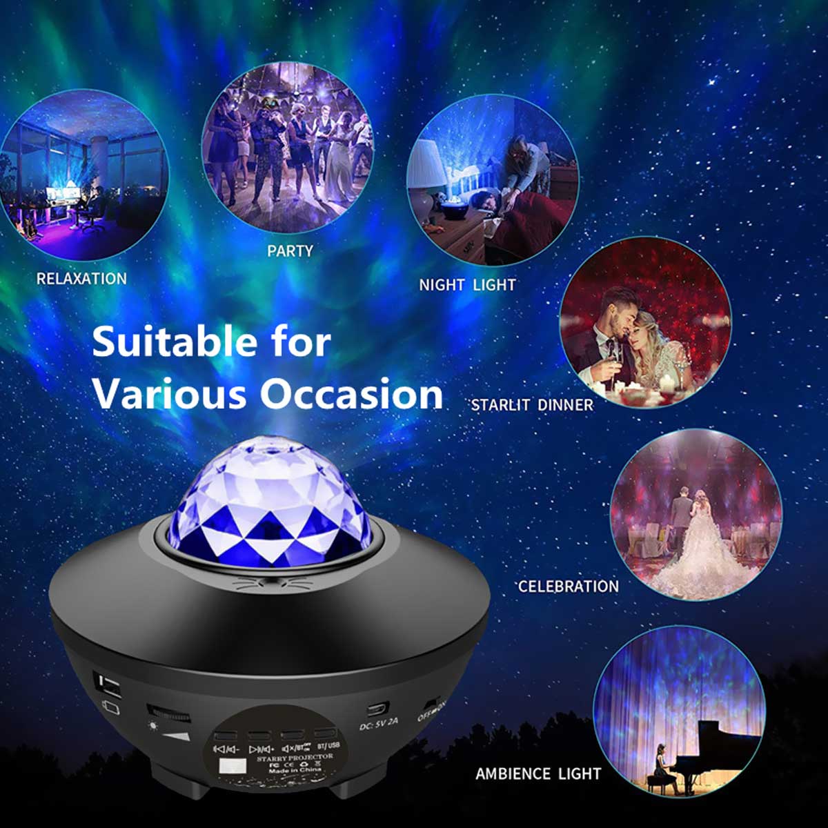 LED Laser Wave Sky Projector