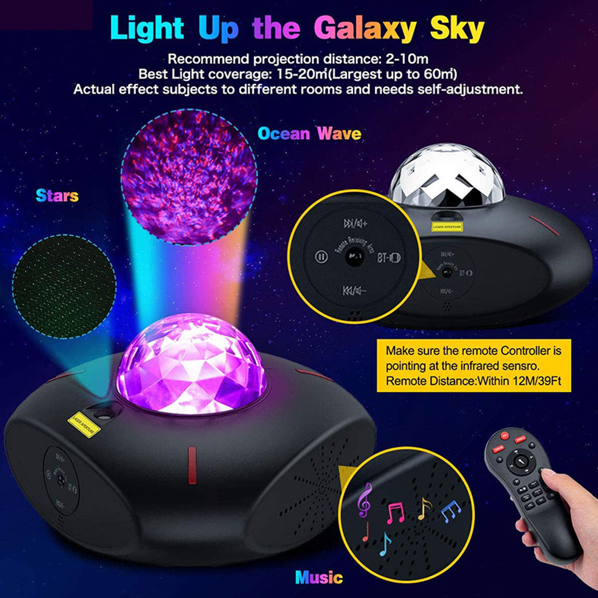 LED WIFI Laser Wave Sky Projector