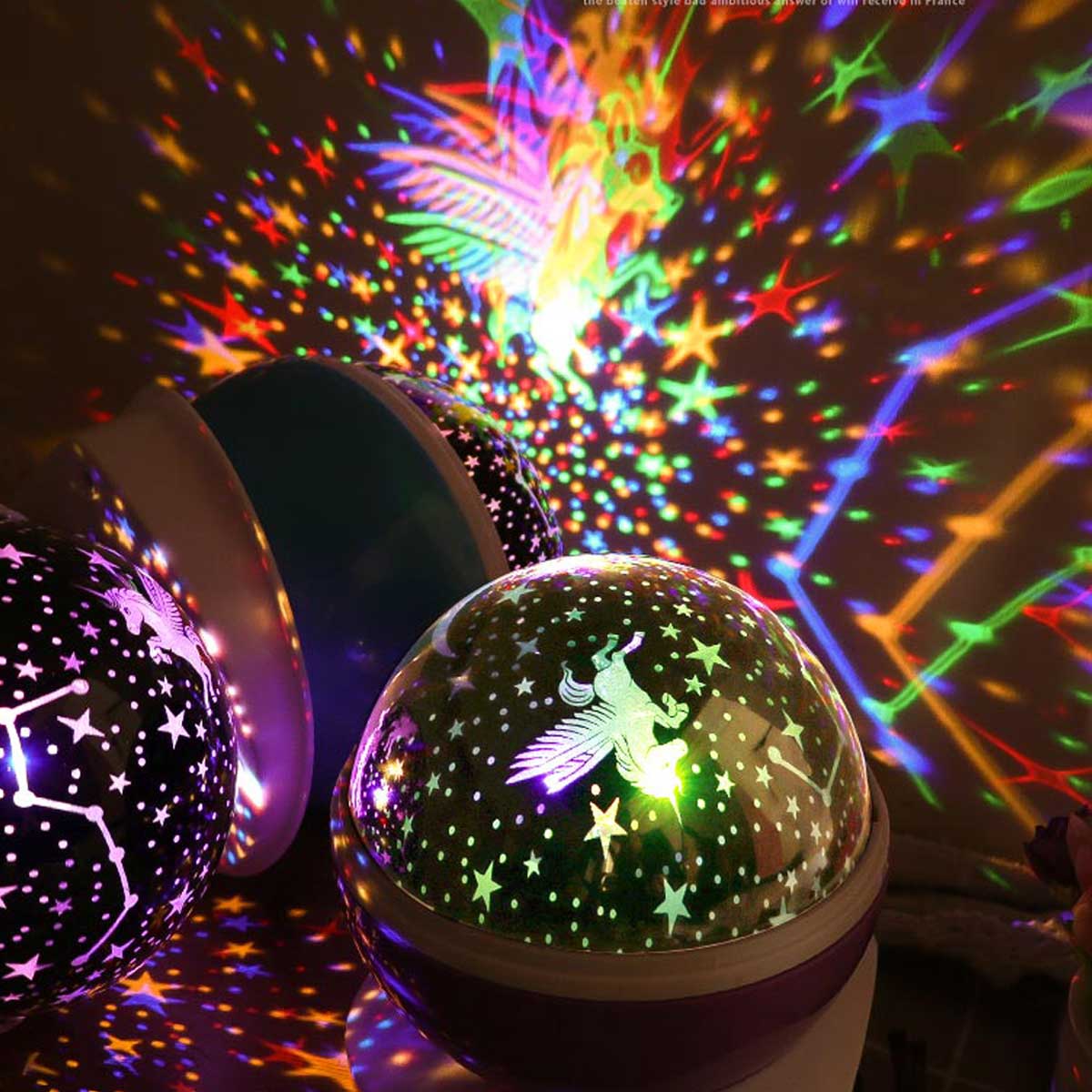 360° Rotation Night Light Star Projector Unicorn Purple