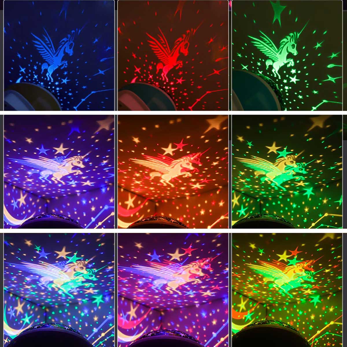 360° Rotation Night Light Star Projector Unicorn Pink
