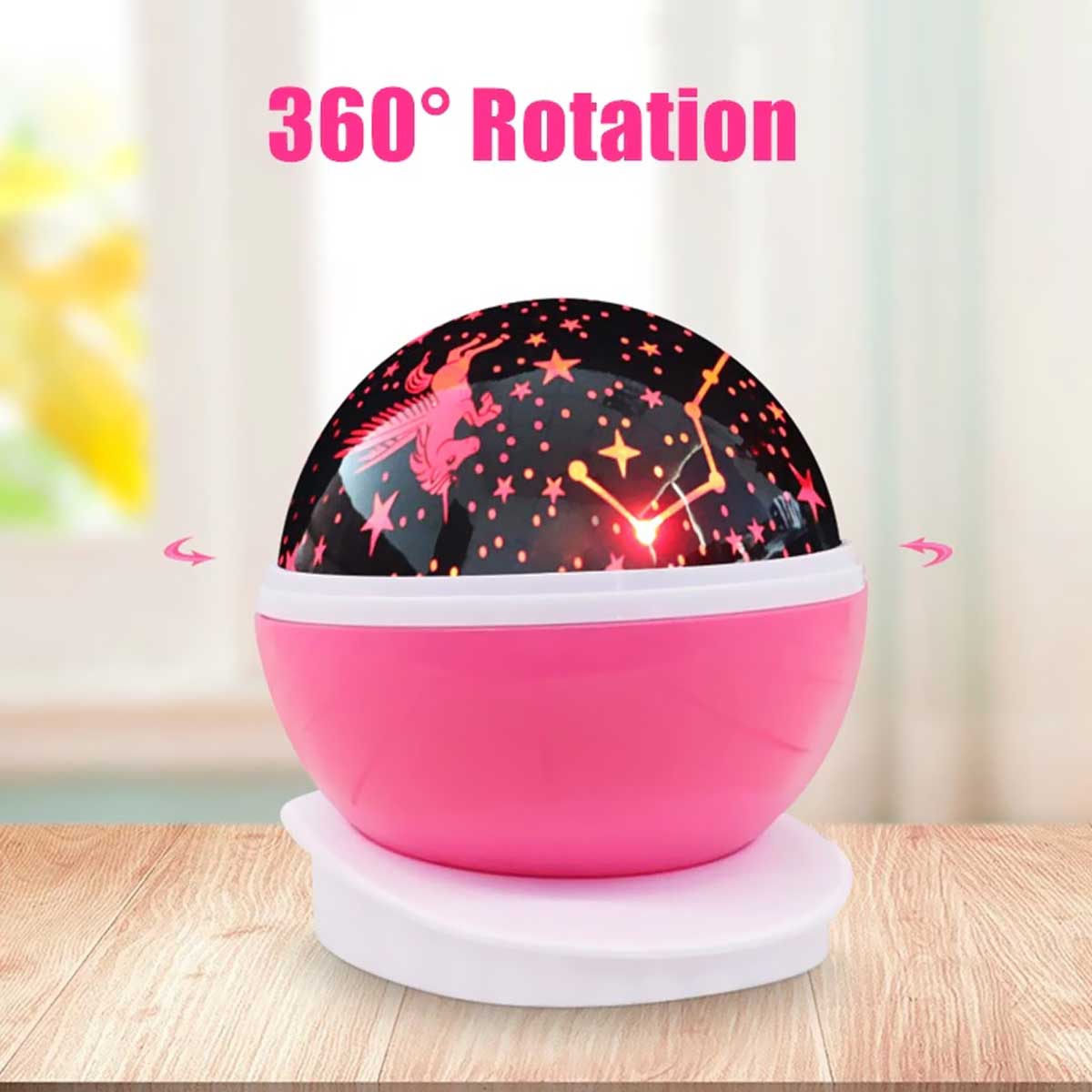360° Rotation Night Light Star Projector Unicorn Pink
